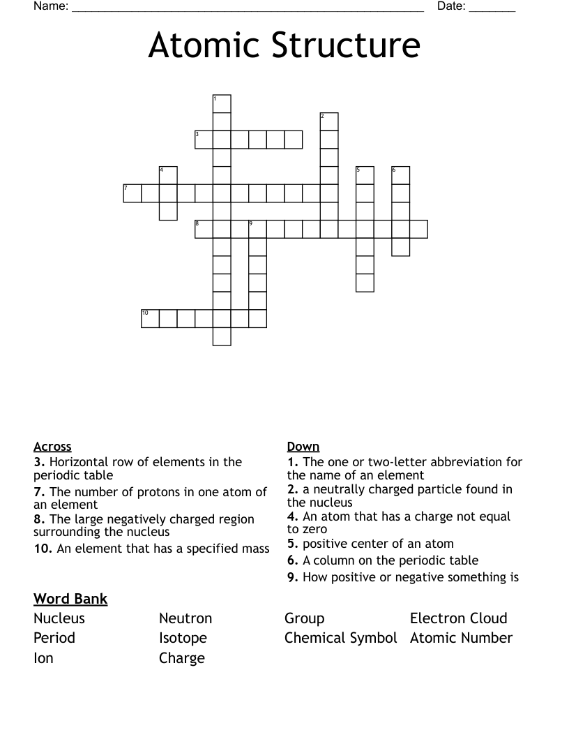 Atomic Structure Crossword