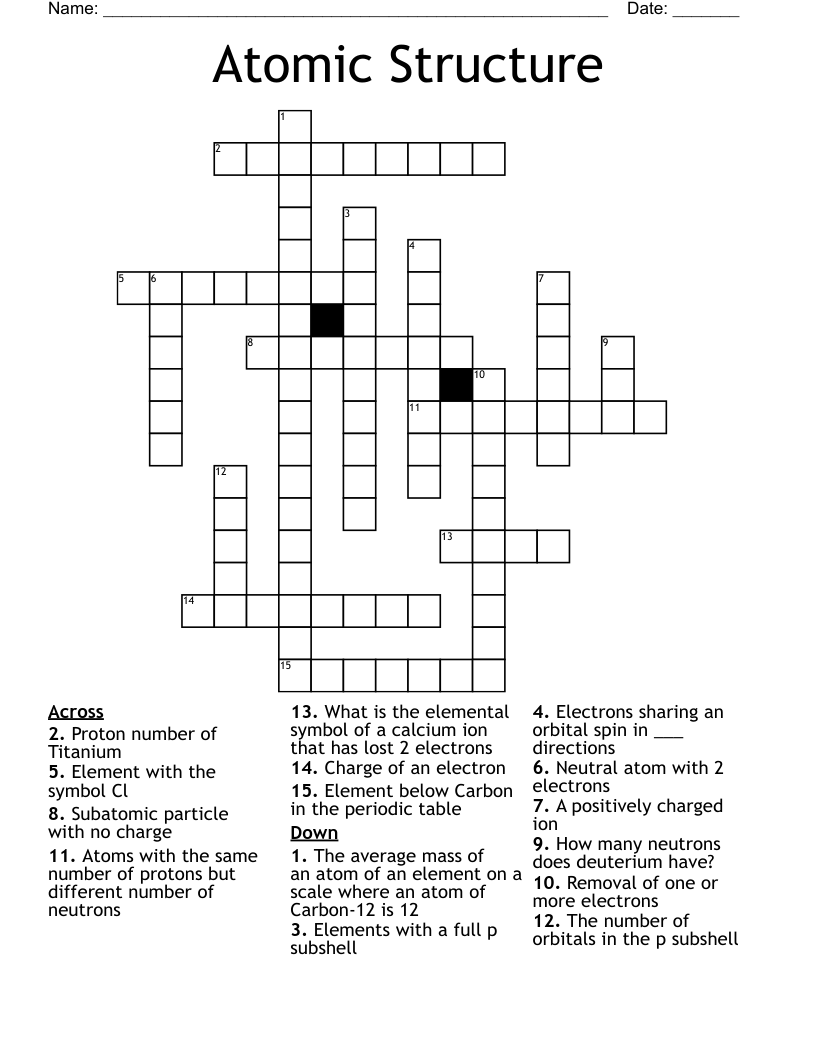 Atomic Structure Crossword