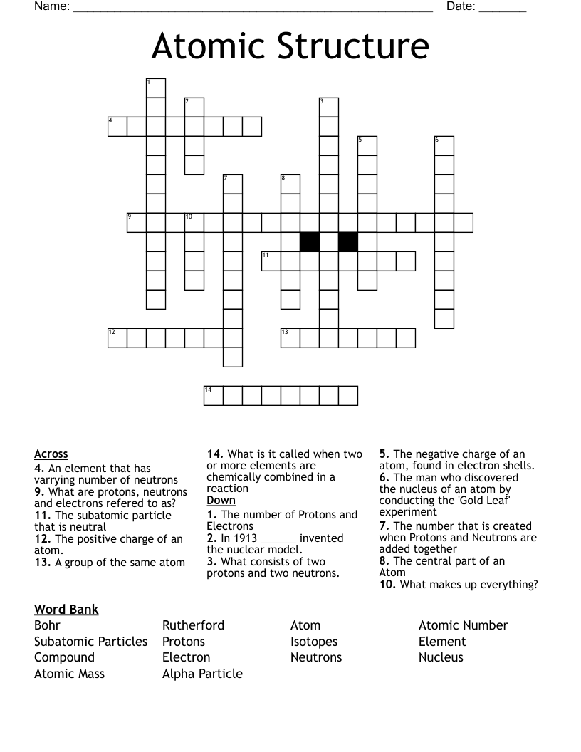 Atomic Structure Crossword