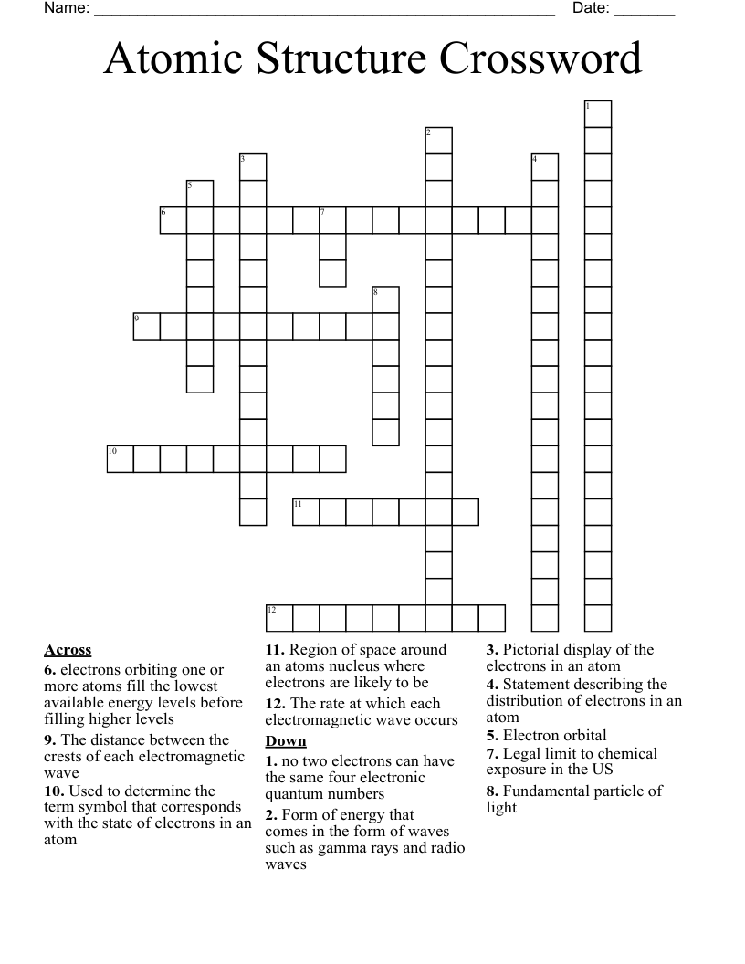Atomic Structure Crossword