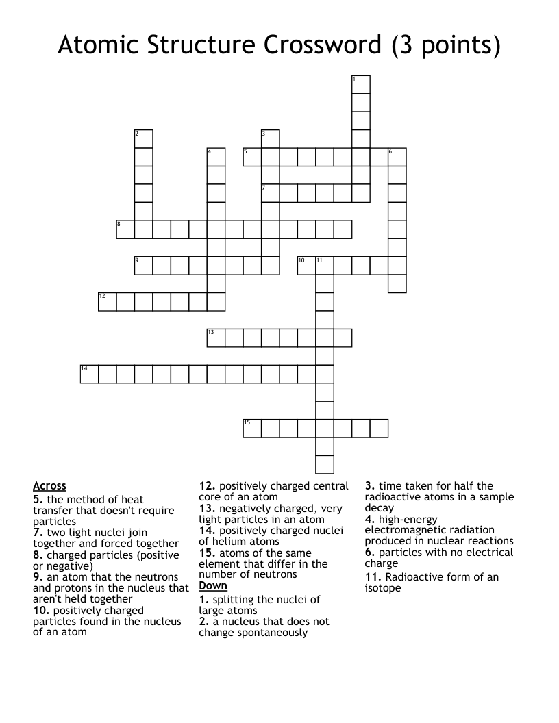 Atomic Structure Crossword (3 points)