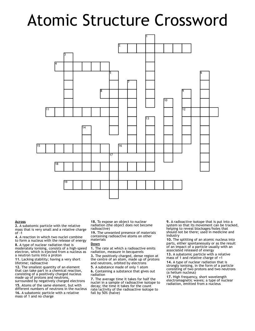 Atomic Structure Crossword