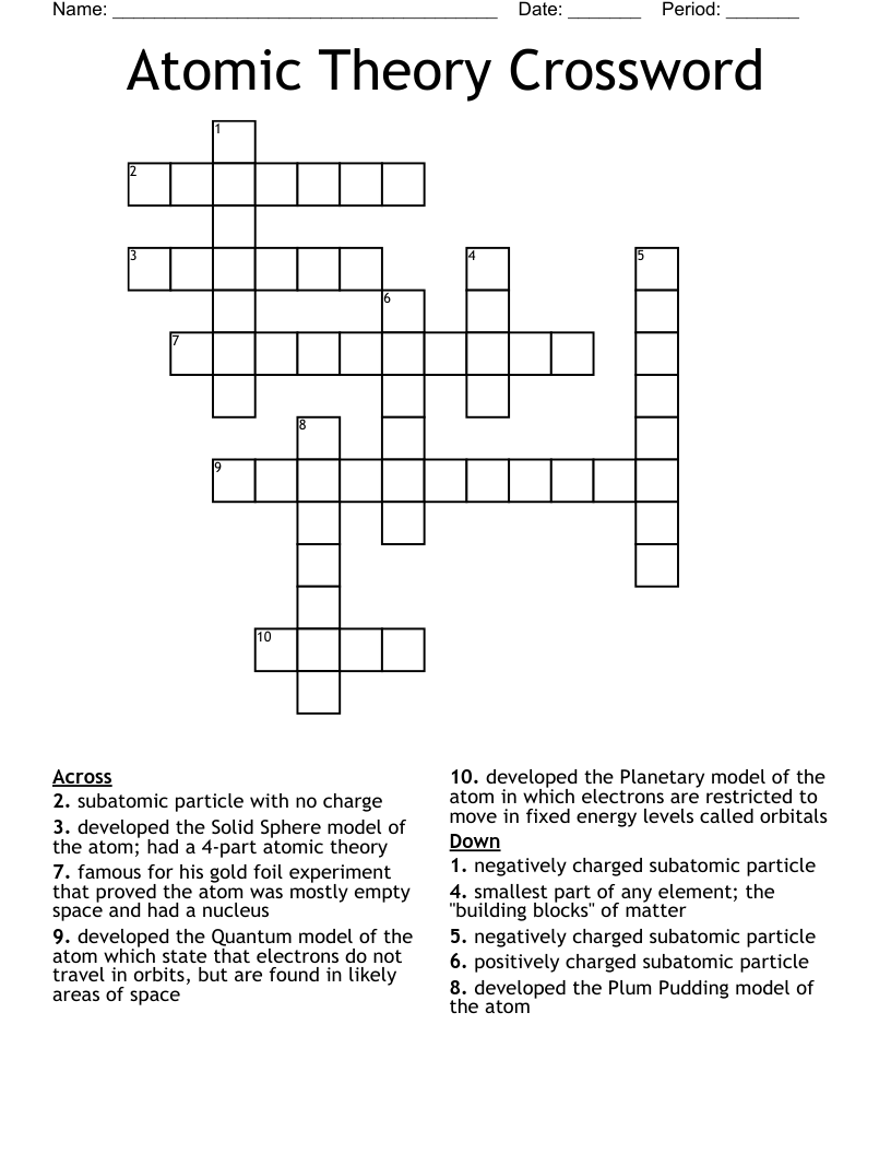Atomic Theory Crossword