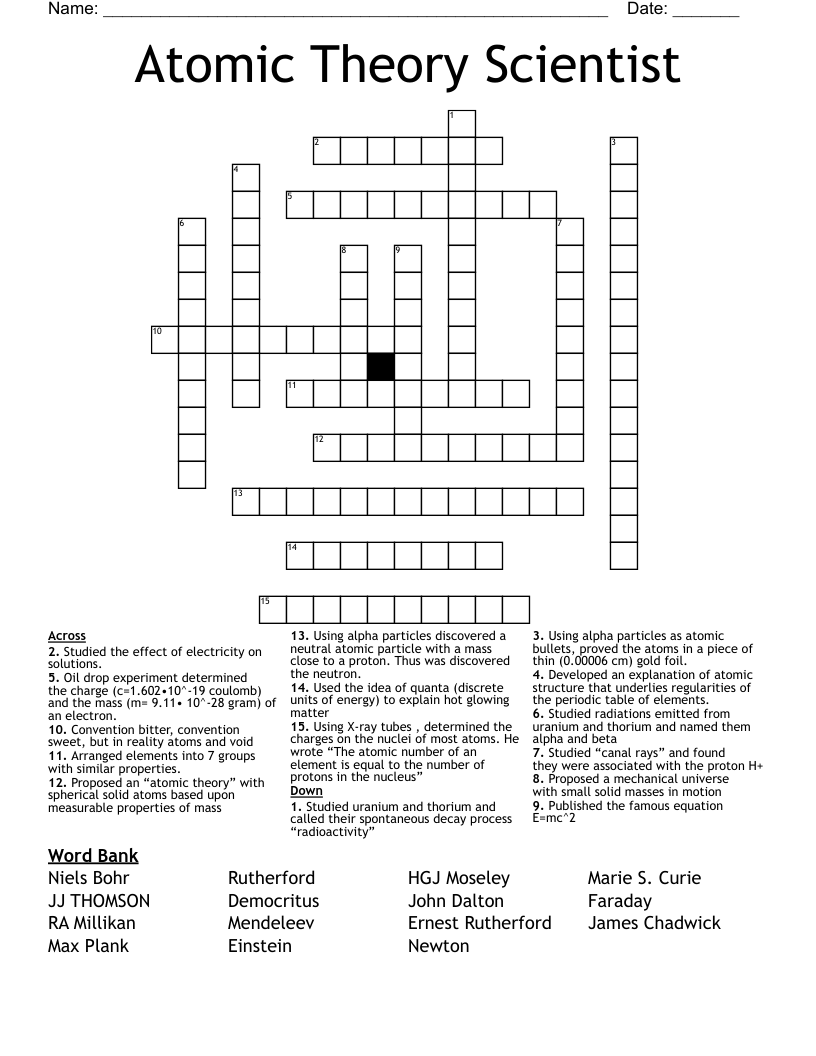 Atomic Theory Scientist  Crossword