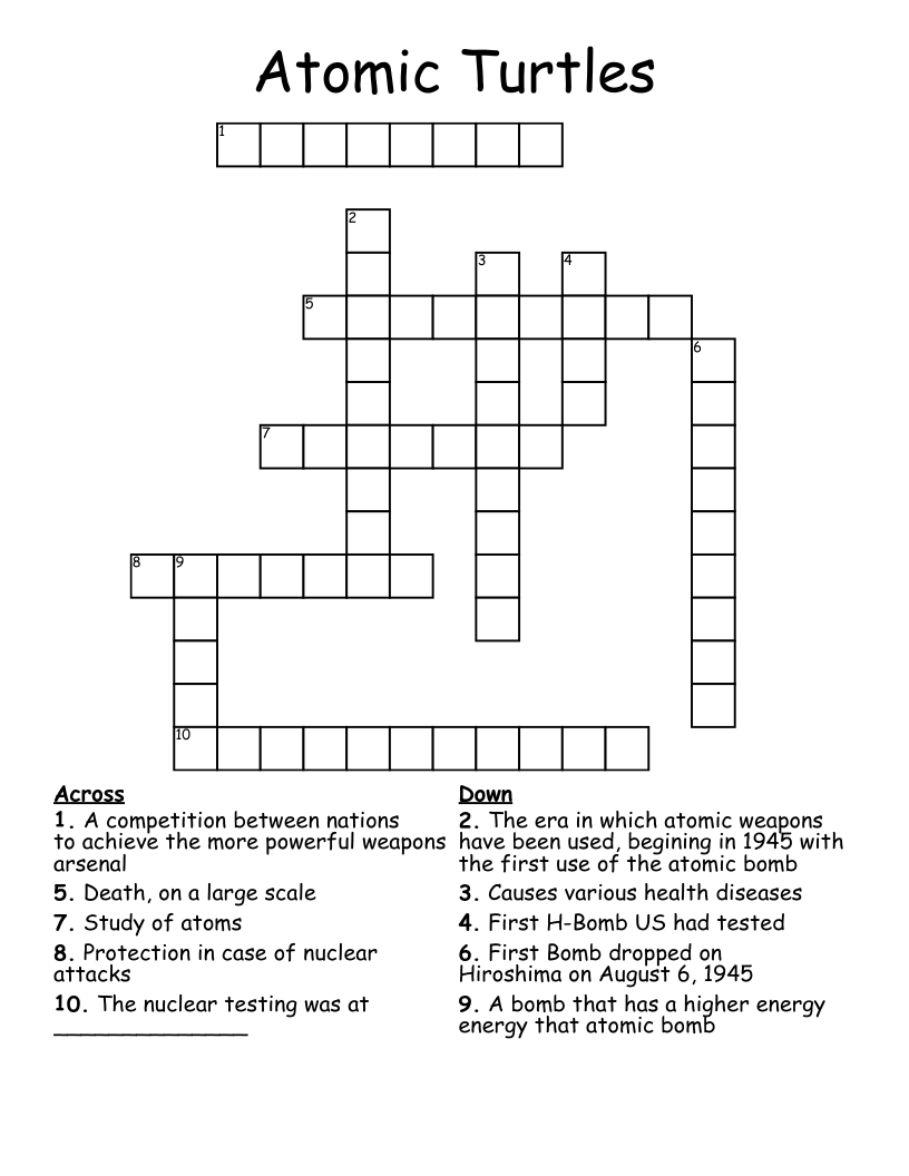 Atomic Turtles Crossword