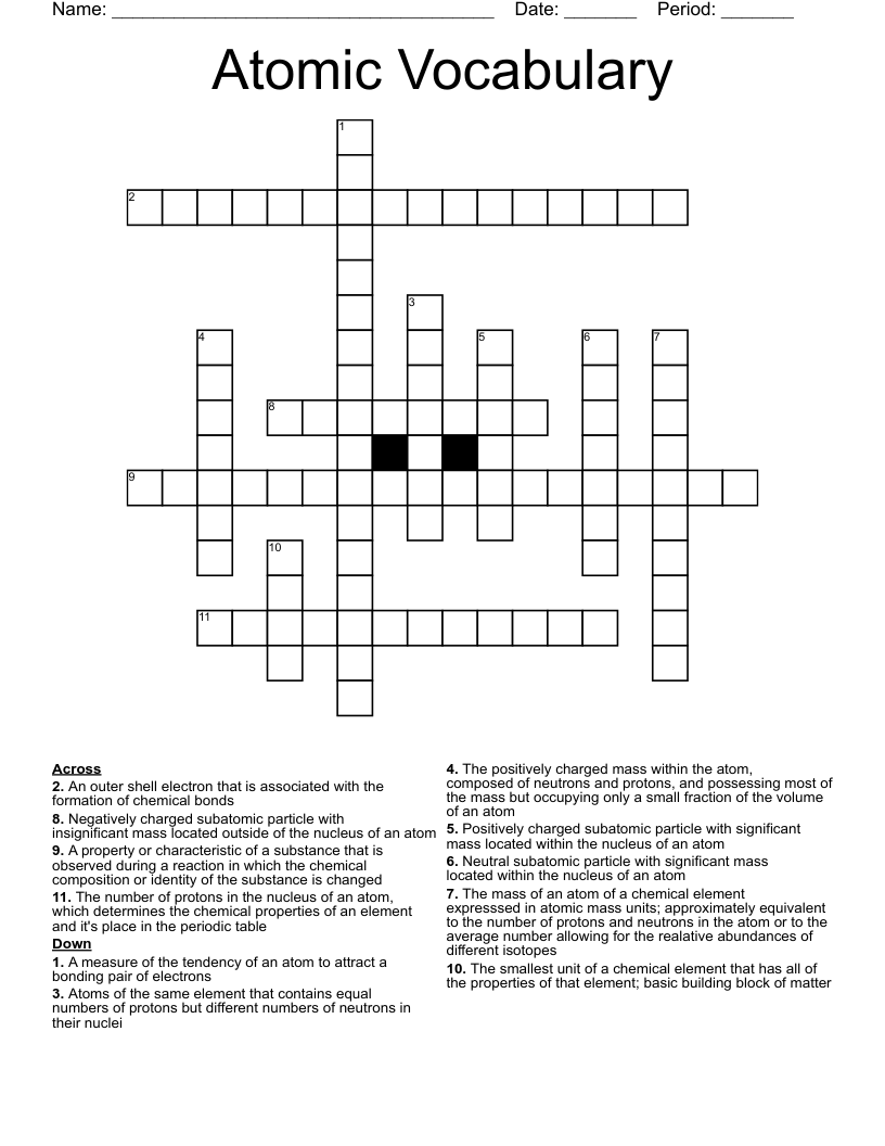 Atomic Vocabulary  Crossword