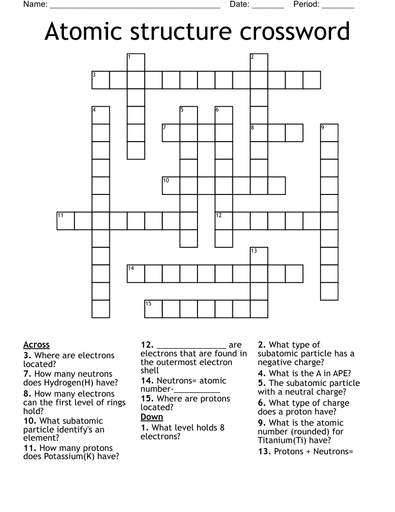 Atomic structure crossword