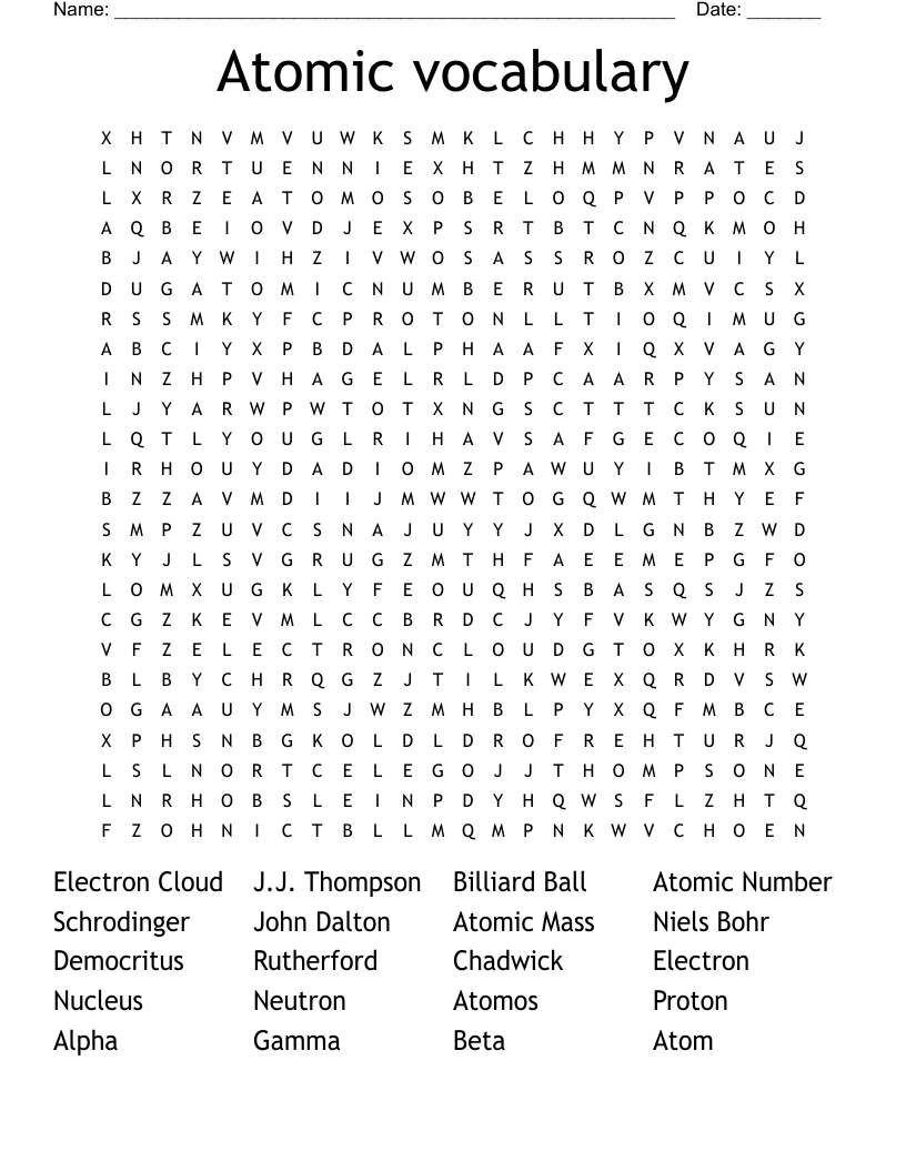 Atomic vocabulary Word Search
