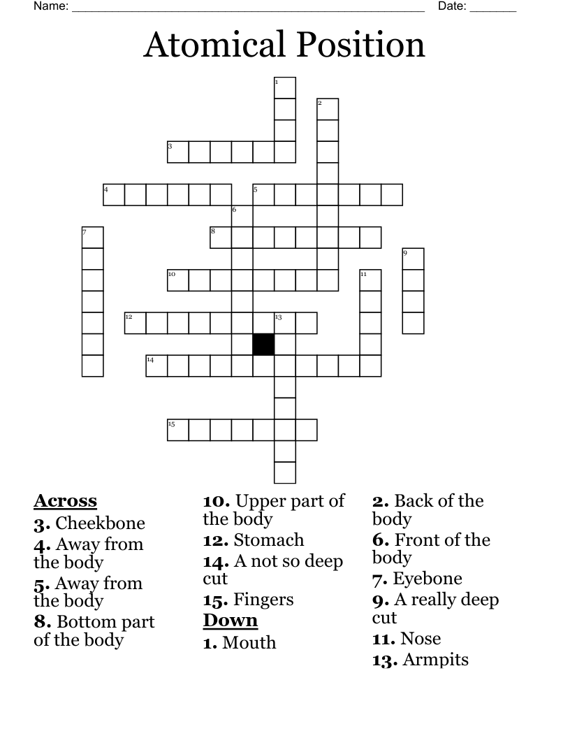 Atomical Position  Crossword