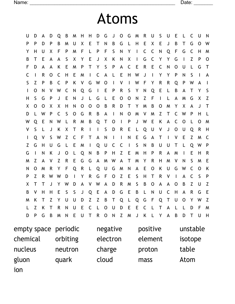 Atoms Word Search