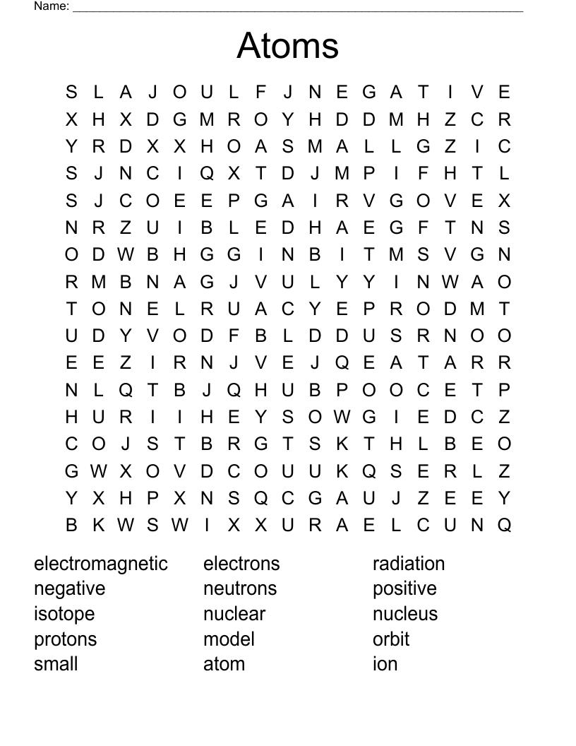 Atoms Word Search