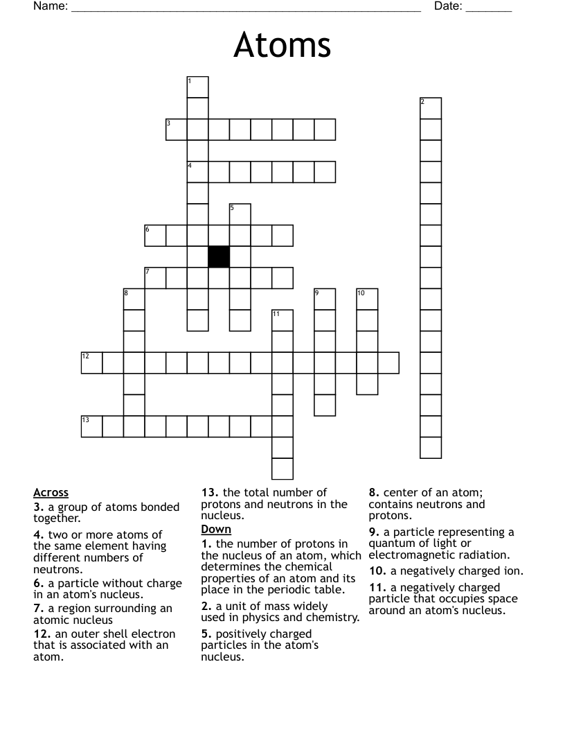 Atoms Crossword