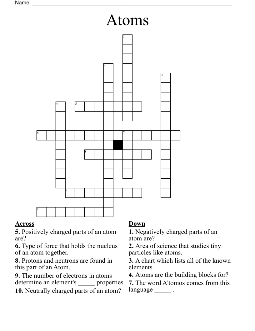 Atoms Crossword