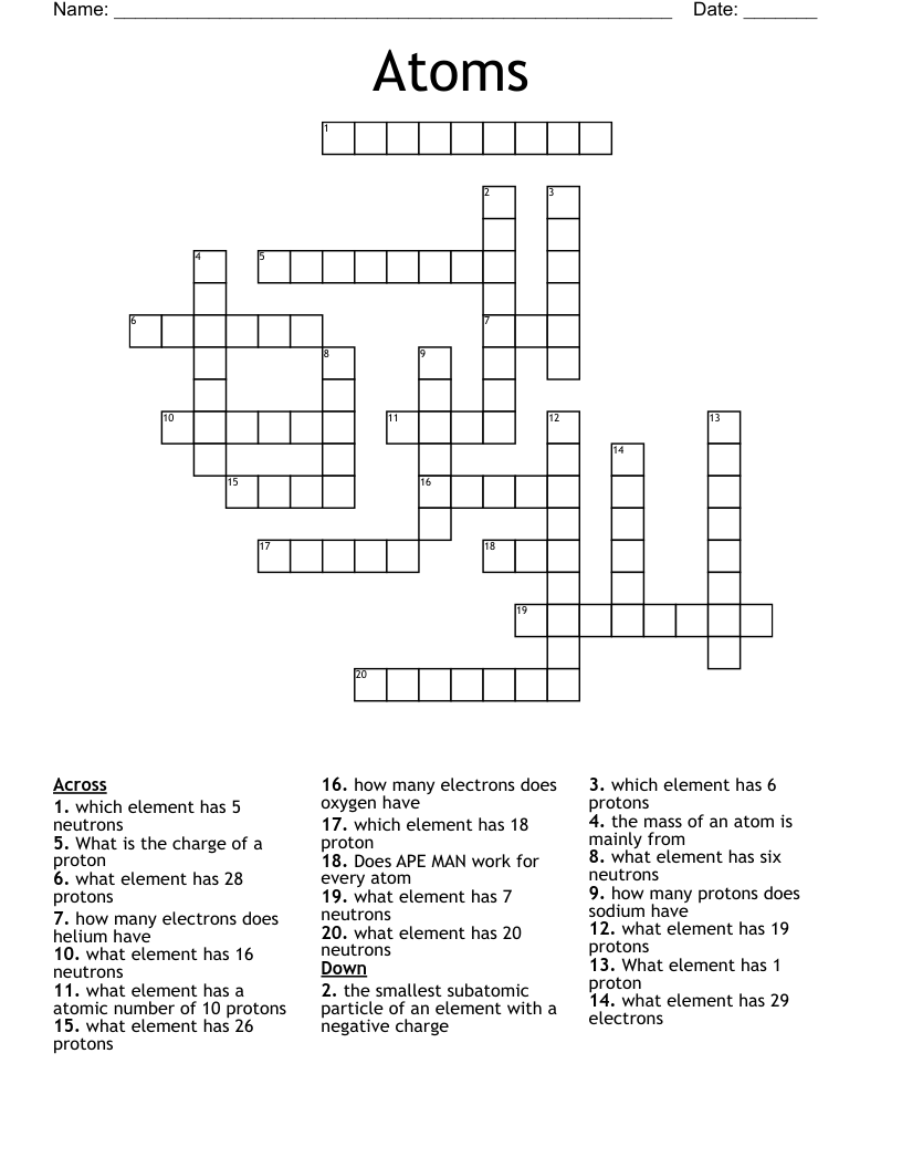 Atoms Crossword