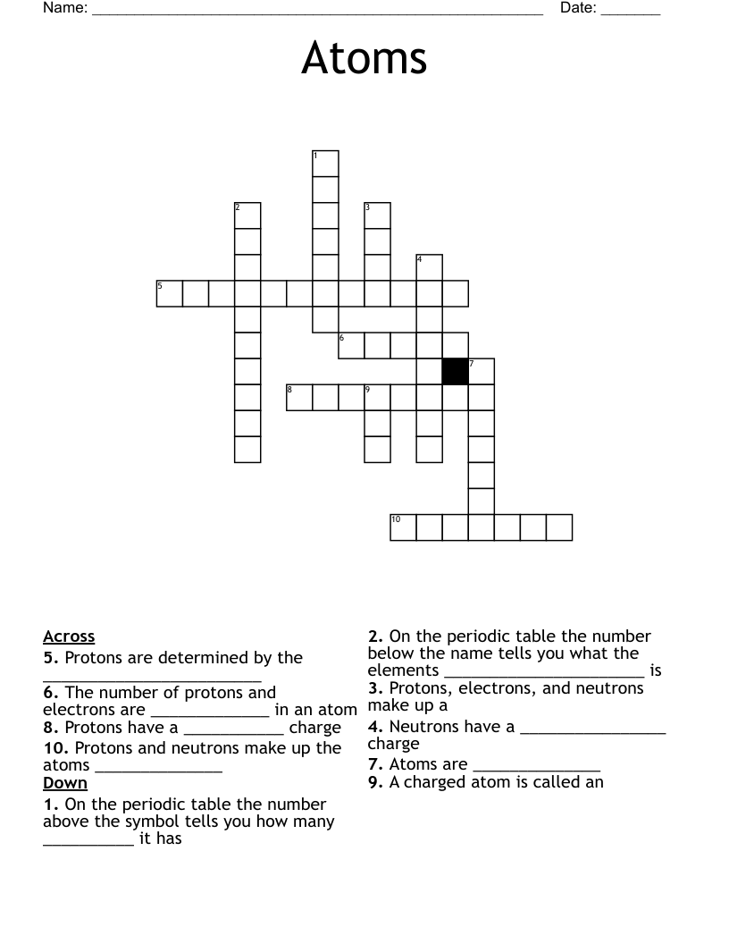 Atoms Crossword