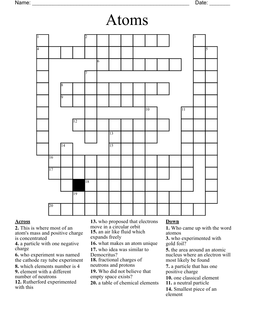 Atoms Crossword