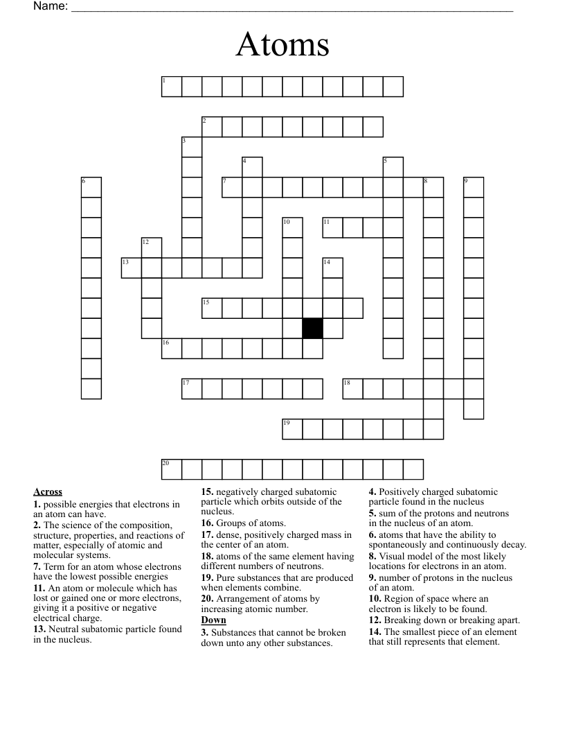 Atoms Crossword