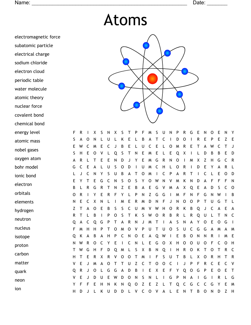 Atoms Word Search