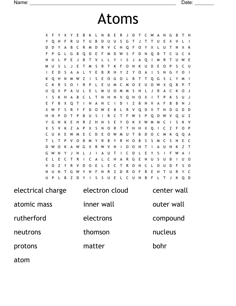 Atoms Word Search