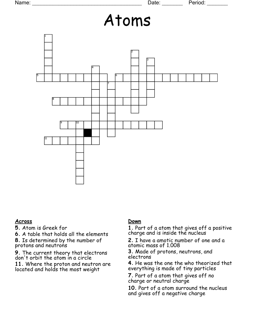 Atoms Crossword