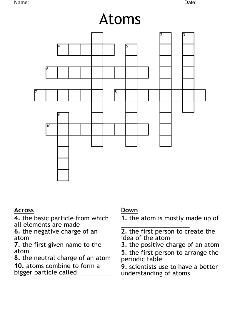 Atoms Crossword