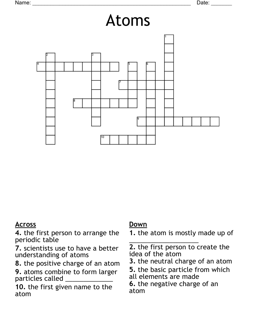 Atoms Crossword