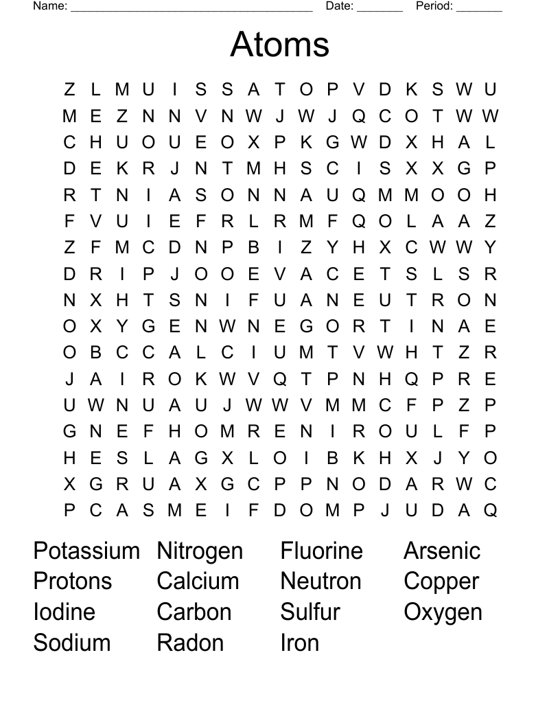 Atoms Word Search