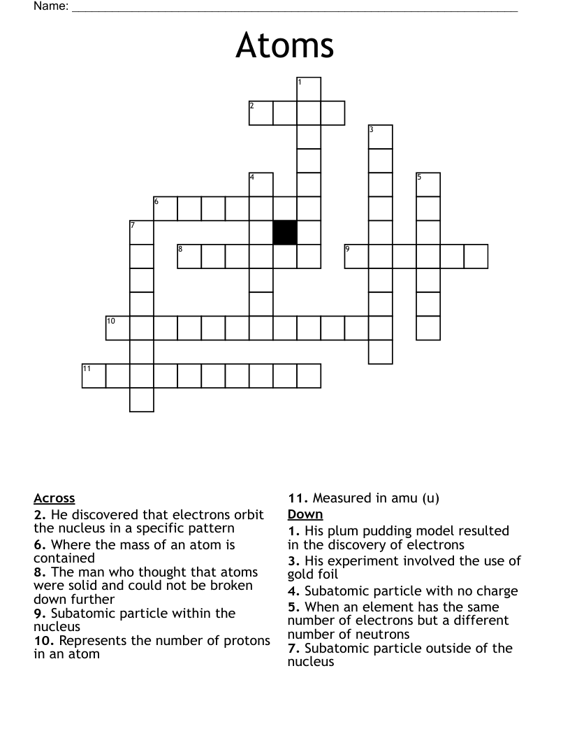 Atoms Crossword