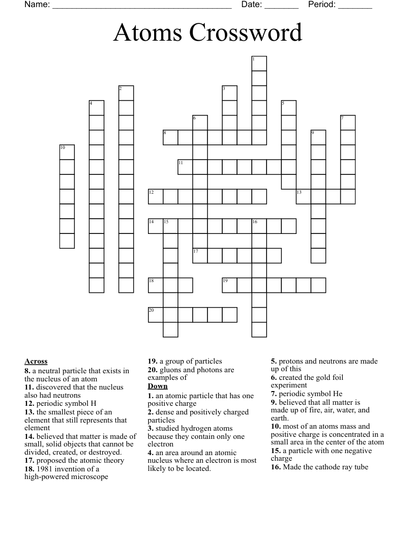 Atoms Crossword