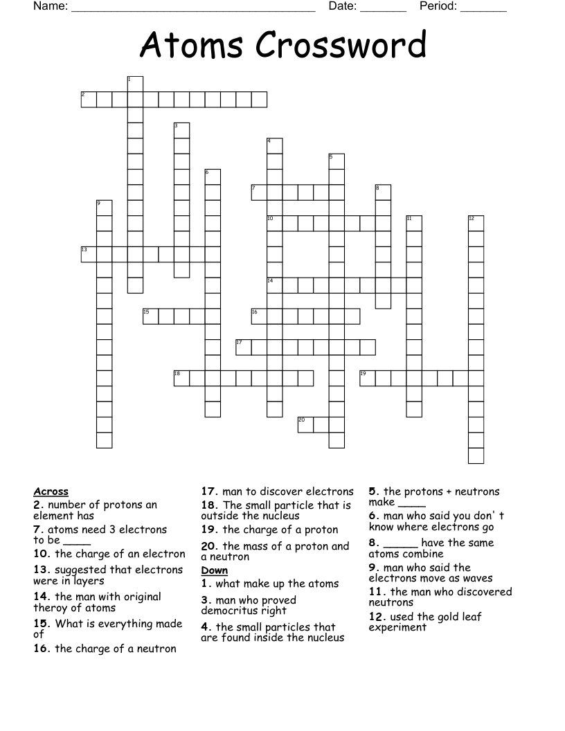 Atoms Crossword