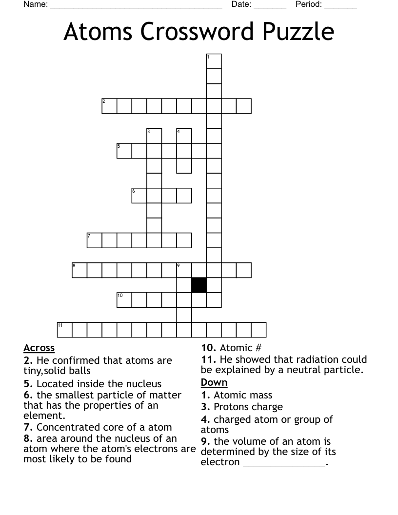Atoms Crossword Puzzle 