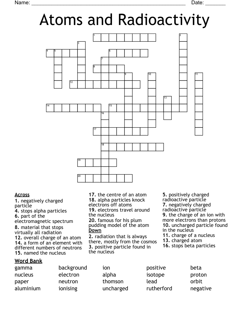 Atoms and Radioactivity Crossword