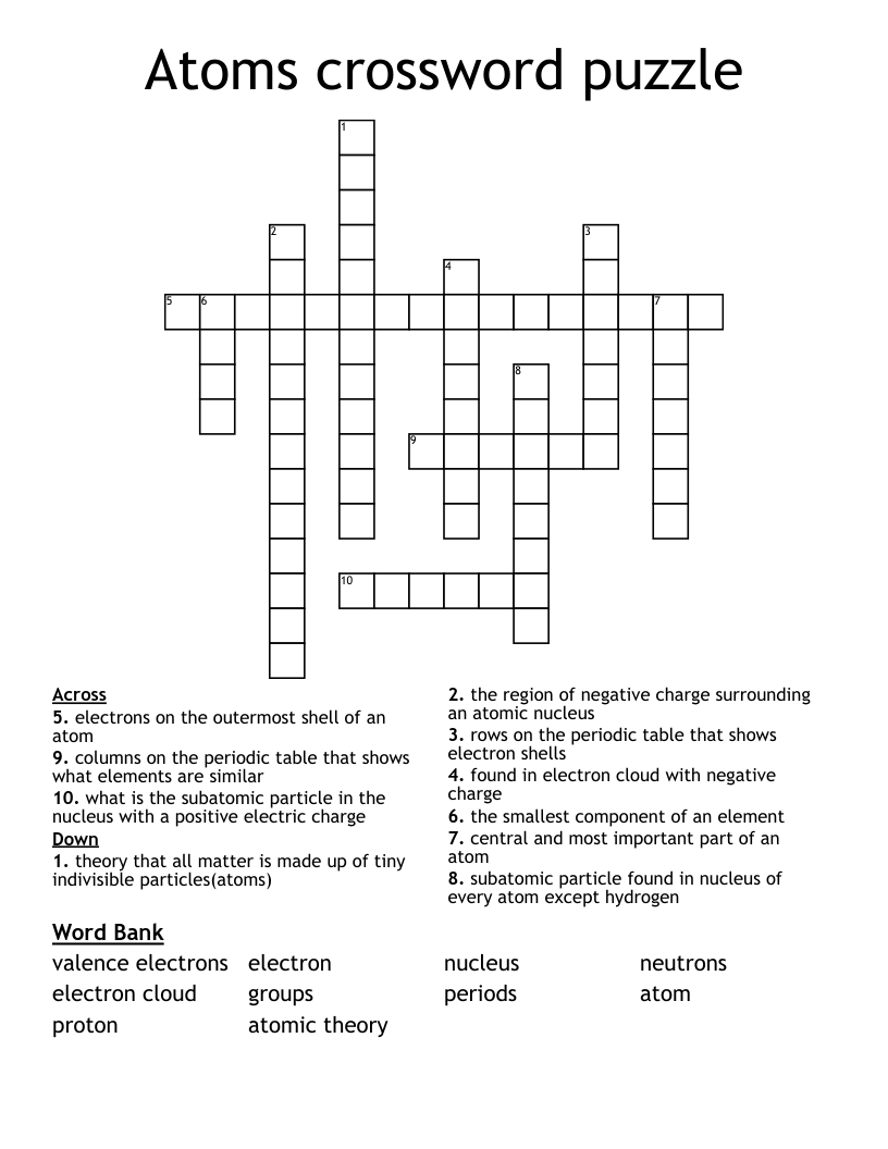 Atoms crossword puzzle