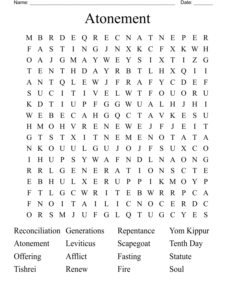 Atonement  Word Search