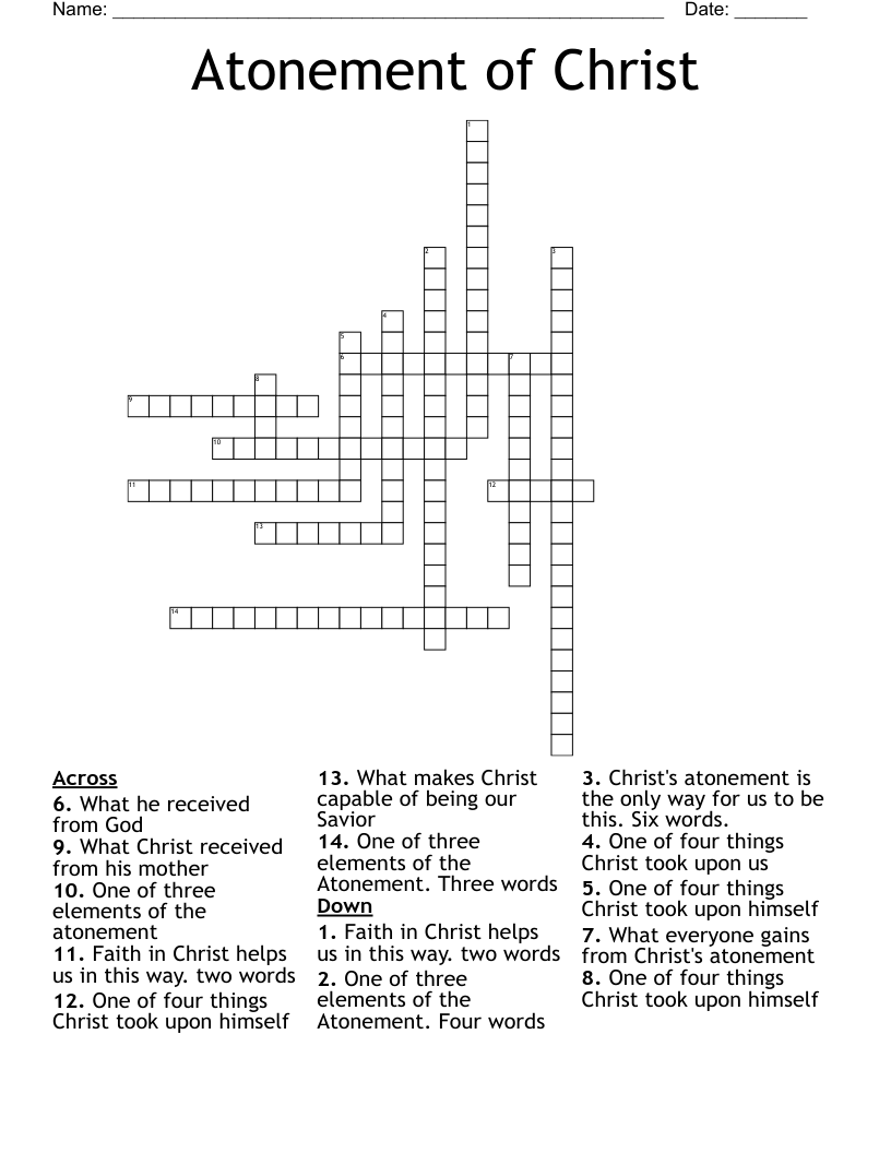 Atonement of Christ Crossword