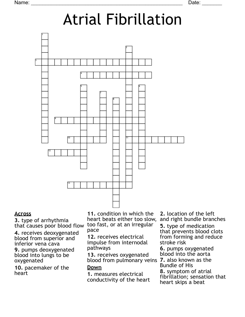 Atrial Fibrillation Crossword