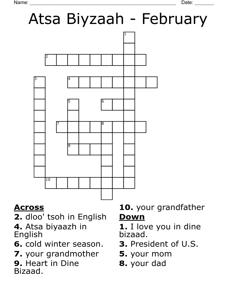 Atsa Biyzaah - February Crossword
