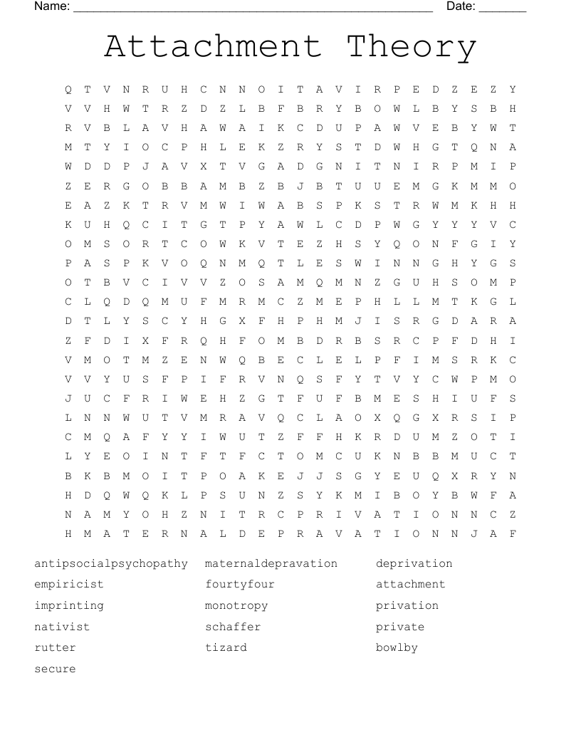 Attachment Theory Word Search