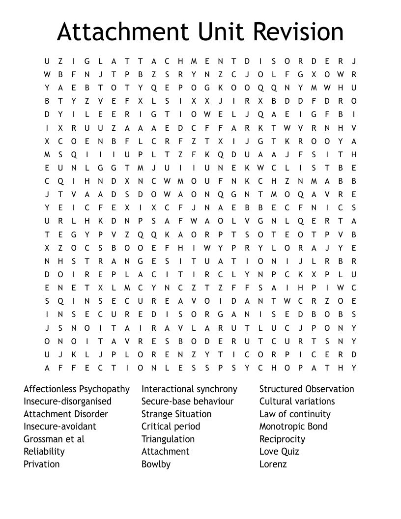 Attachment Unit Revision Word Search