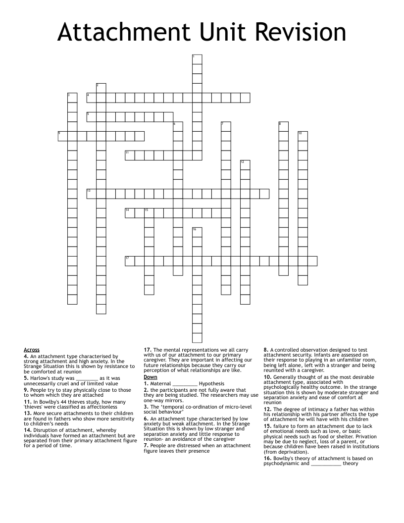 Attachment Unit Revision Crossword