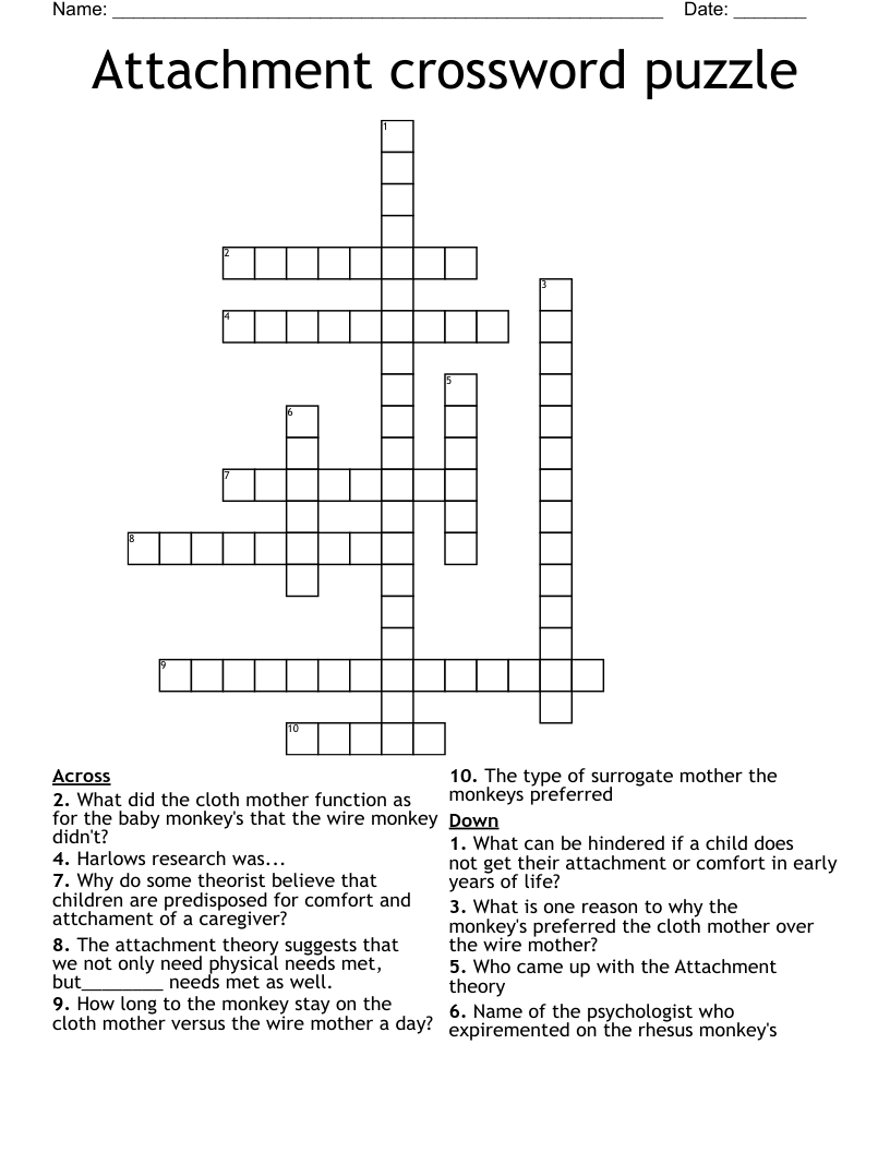 Attachment crossword puzzle