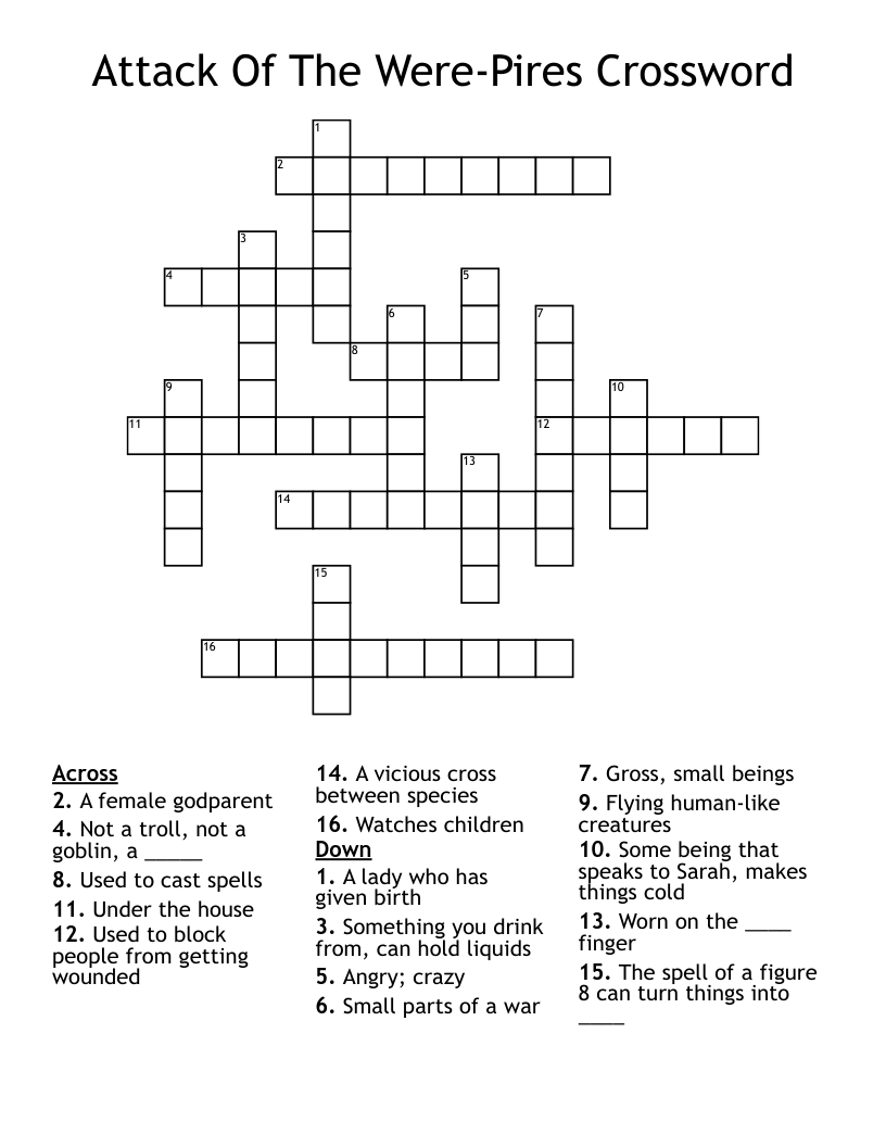 Attack Of The Were-Pires Crossword