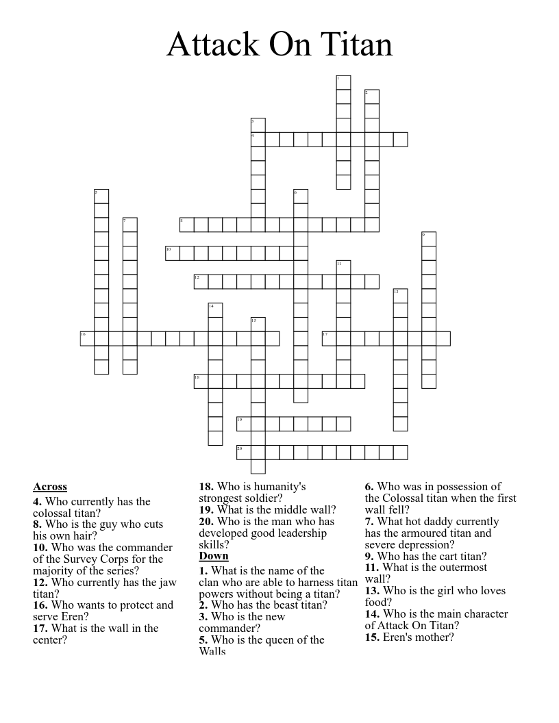 Attack On Titan Crossword