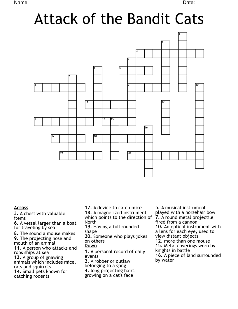 Attack of the Bandit Cats Crossword
