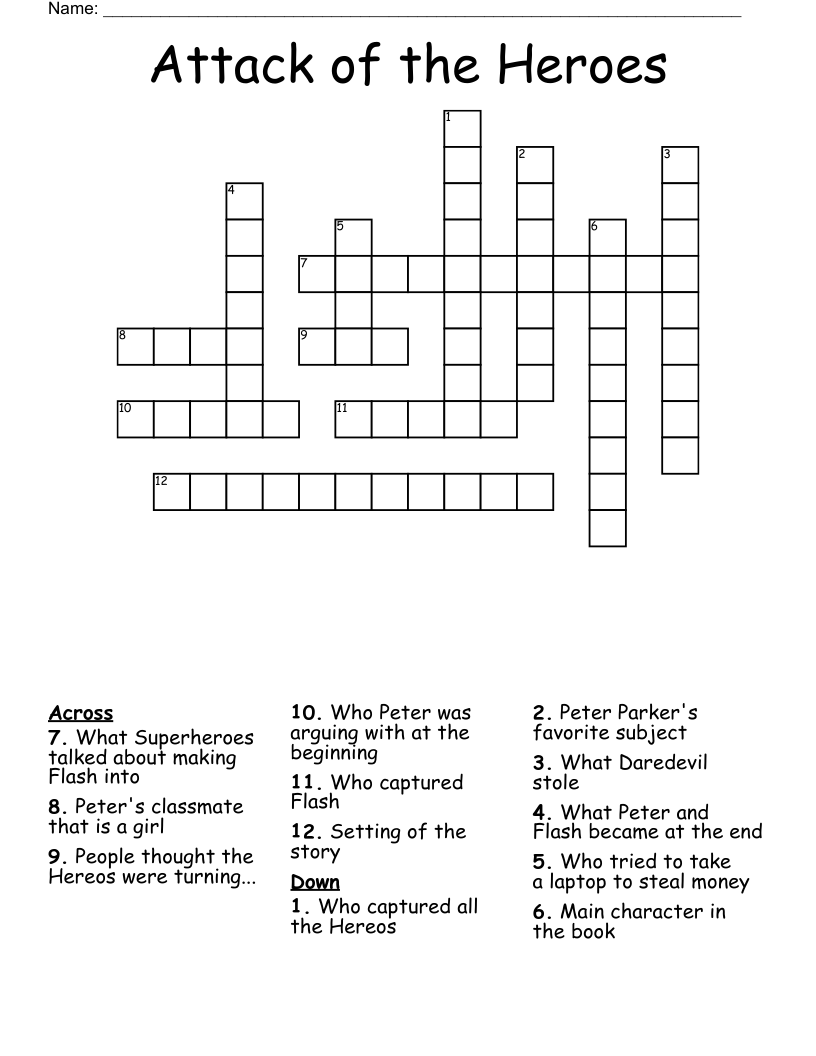 Attack of the Heroes Crossword