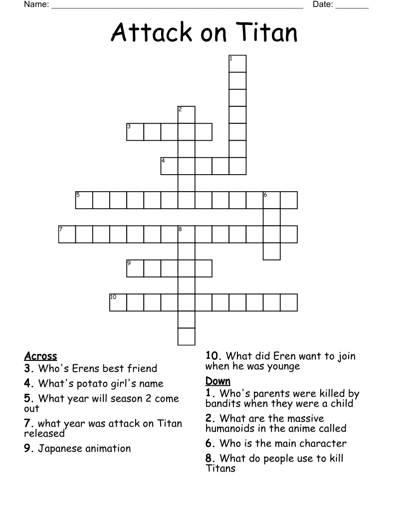 Attack on Titan Crossword