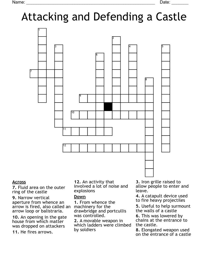 Attacking and Defending a Castle Crossword