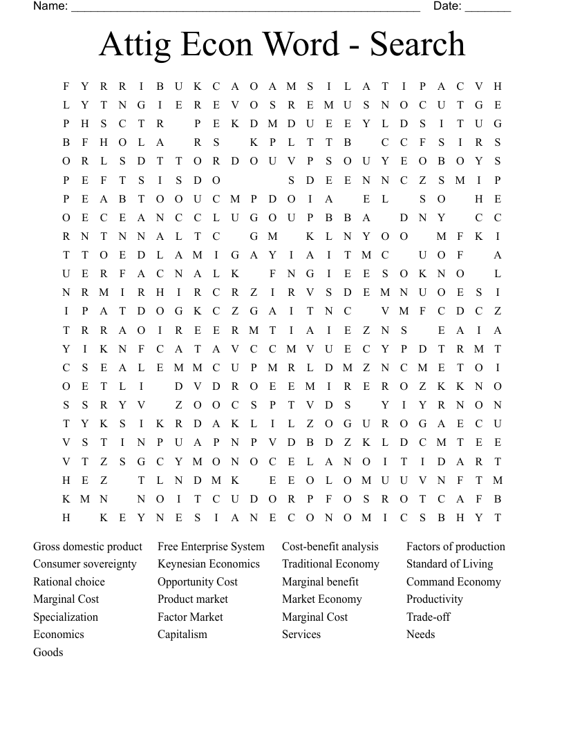Attig Econ Word - Search Word Search