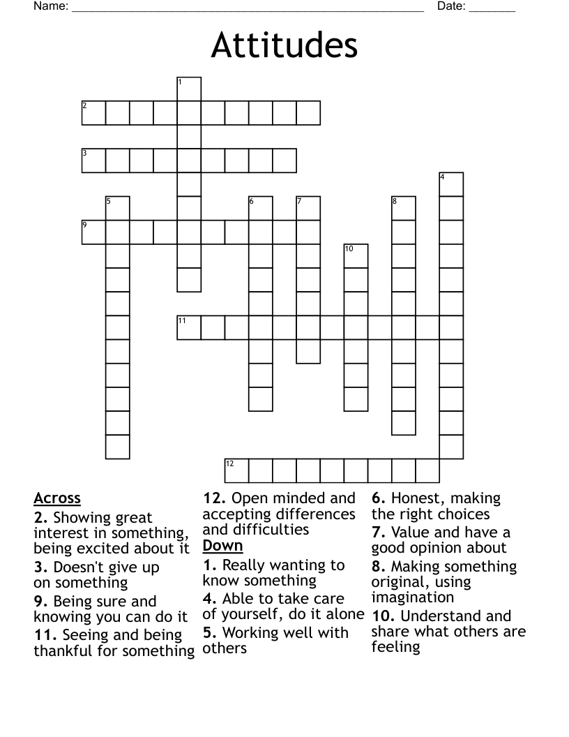 Attitudes Crossword
