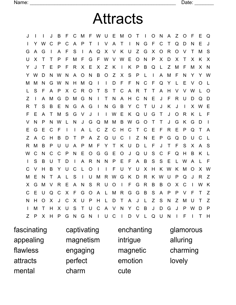 Attracts Word Search